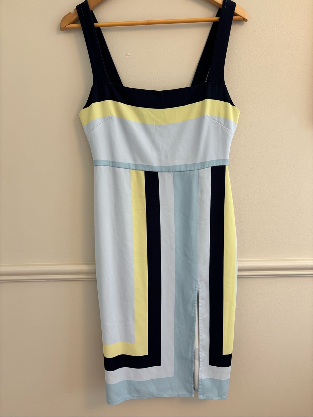 Babaton Light Blue, Navy & Lemon Colorblock Dress